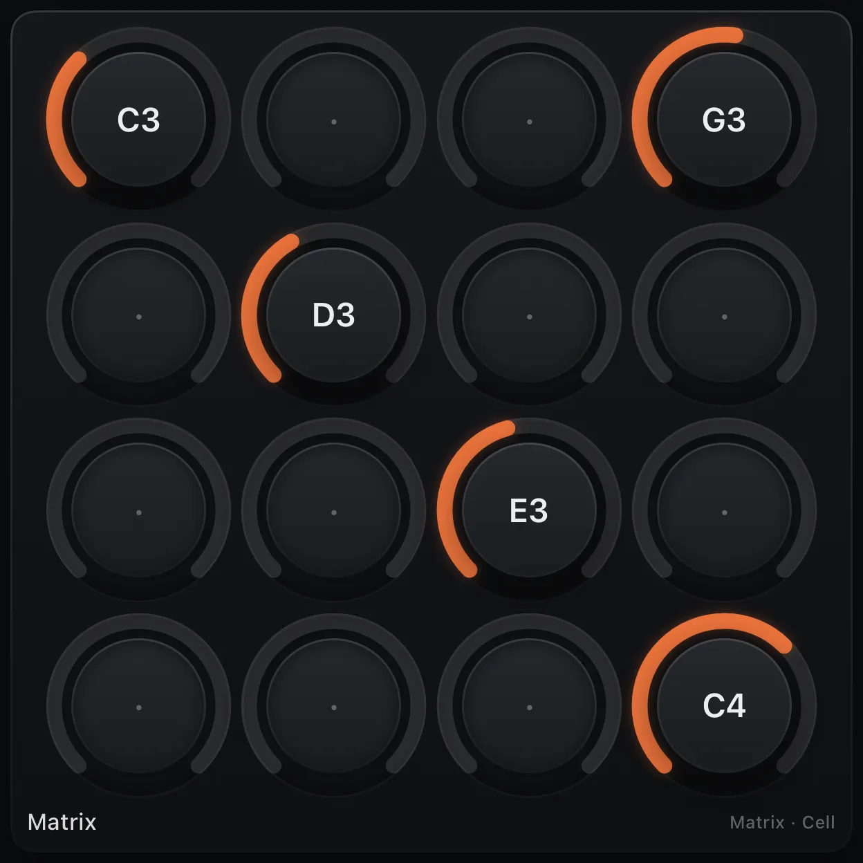 The Matrix control, rendered in the app.