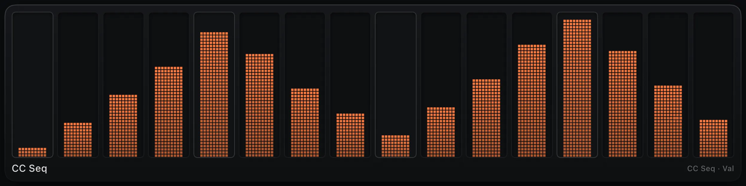 A CC automation sequencer lane drawing a filter sweep.