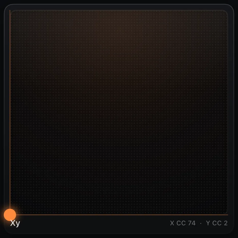 The XY Pad control, rendered in the app.