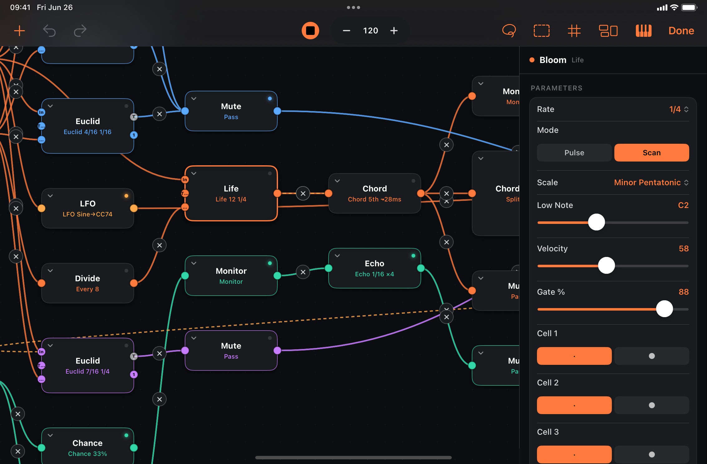 Signal Flow — wire processors between MIDI In and MIDI Out