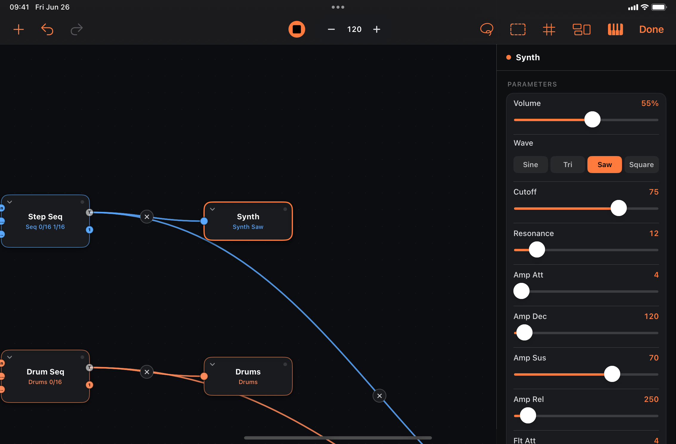 Built-in Synth and Drums instrument nodes